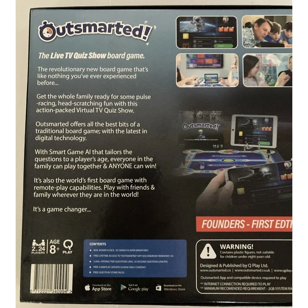 Outsmarted Founders First Limited Edition The Live Family Quiz Show Board Game
